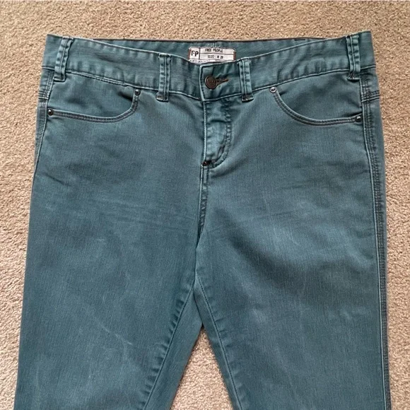 Free People Women’s 29 Faded Teal Mid-Rise Skinny Jeans - Picture 8 of 11